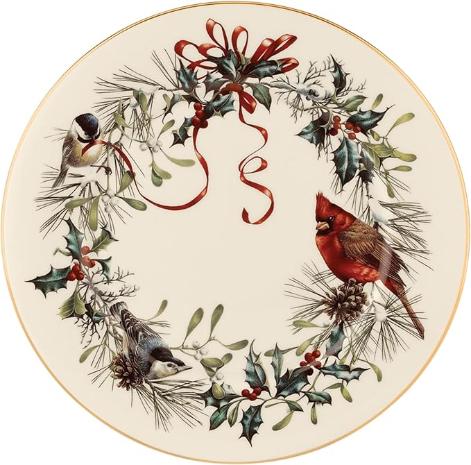 Lenox 185518002 Winter Greetings Dinner Plate, Christmas Dinnerware