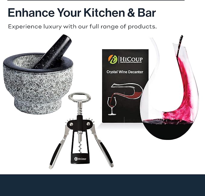 Hicoup Wine Opener - Professional Corkscrews for Wine Bottles w/Foil Cutter and Cap Remover - Manual Wine Key for Servers, Waiters, Bartenders and Home Use - Pakka Wood