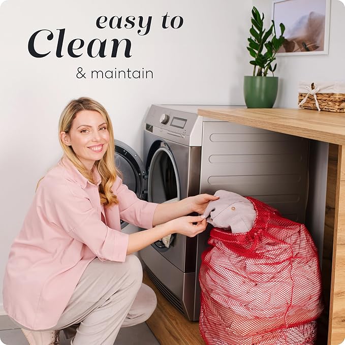 Handy Laundry Mesh XL Laundry Bags - Durable, Machine Washable with Secure Drawstring Closure - Perfect for College Dorms, Laundromats, Apartments (Red, Large 24" x 36", 2-Pack)