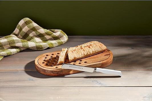 Mud Pie Bread Set Serving, board 7" x 12 1/2" | knife 9", BROWN