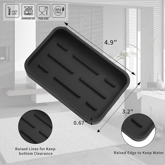 Silicone Kitchen Sink Organizer Tray for Multiple Usage,Easy Clean Sponges Holder for Kitchen Bathroom Counter or Sink,Dish Soap Dispenser,Scrubber,Bottle,Cup Black 4.9βx 3.2β