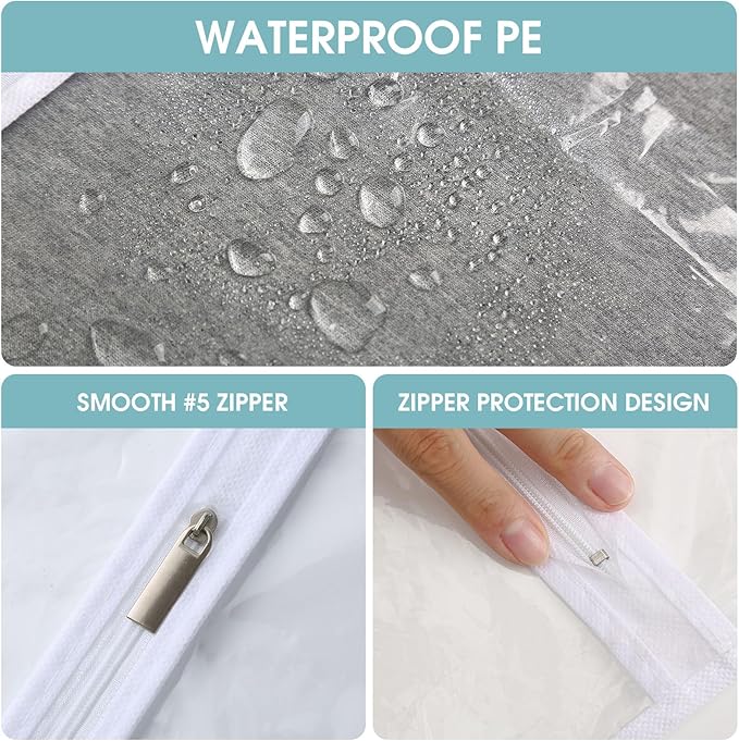 All Clear Garment Bags for Hanging Clothes, 60" Dress Bags for Gowns Long, Plastic Dustproof Dress Garment Bag, Long Dress Bag with Zipper for gown, winter long coats, dance costume(10 Packs)