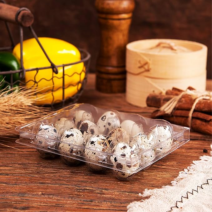 150 Pack Clear Quail Egg Carton,12 Grids Plastic Egg Cartons Bulk,Small Plastic Quail Egg Storage Holder with Lid,Stackable Quail Eggs Carton Trays for Storing Eggs of Quail, Pigeon
