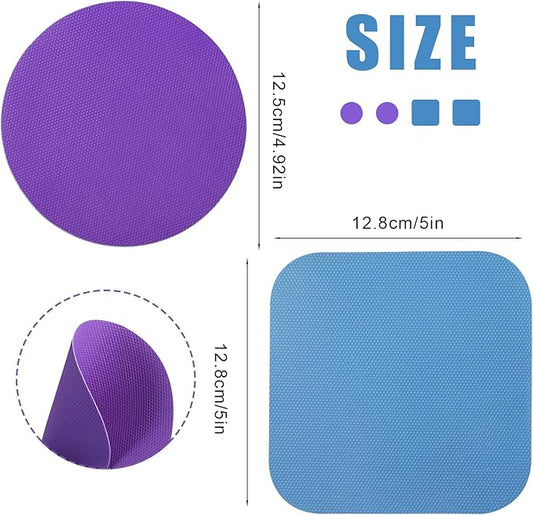 4pcs Jar Opener Gripper Pads, Rubber Jar Grippers Multi-function Jar Opener for Seniors with Weak Hands Coasters (Blue, Purple)