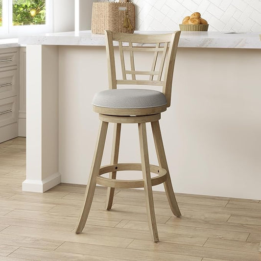 Hillsdale Fairfox Swivel Stool with Rectangular Lattice Back, Natural