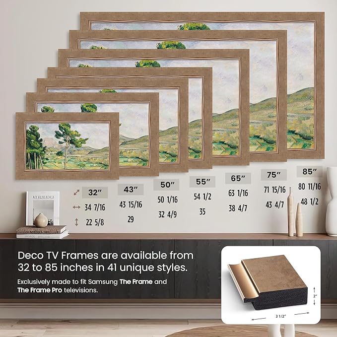 Contemporary Bronze 75" Premiere Deco TV Frame - Compatible ONLY with Samsung The Frame TV and Pro TVs (Fits 2021-2025, LS03A, LS03B,LS03C,LS03D,LS03FA,LS03FW)
