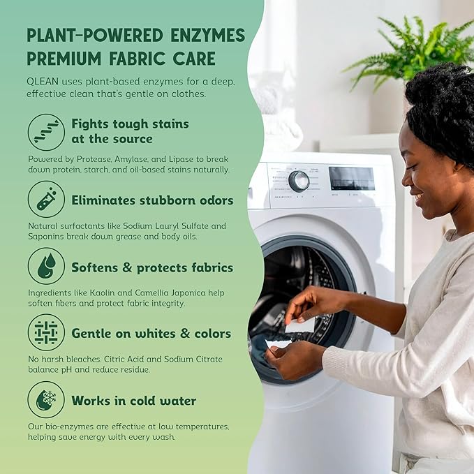 QLEAN Laundry Detergent Sheets – Travel-Friendly, HE & Standard Washer Safe, Liquidless Laundry Soaps, Quick-Dissolving Formula, Skin-Friendly (120 Loads, Ruby Sunset Bliss)