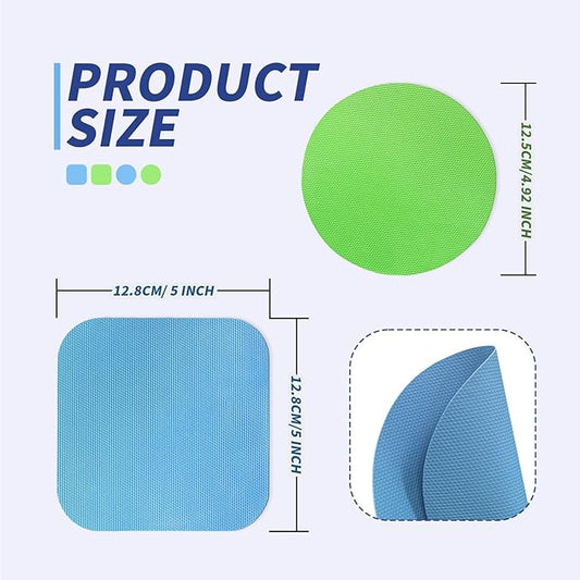 8PCS Jar Gripper Pads, Multifunctional Rubber Jar Opener, Heat Insulation Pad Kitchen Coasters for Elderly Senior Suffering from Weak Hands Arthritis (Light Blue, Green)