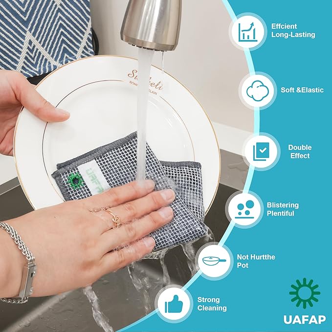 12Pcs New Upgrade 2-Layer Non Scratch Wire Dishcloth,Wire Dishwashing Rag,Reusable Quick-Dry Odor-Free Scrub Cloths for Dishes, Kitchen Cleaning Dish Rags for Cookware,Sinks, Dishes,Stove 