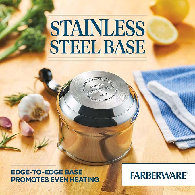 Farberware Classic Series Stainless Steel Butter Warmer/Small Saucepan Dishwasher Safe, 0.625 Quart, Silver