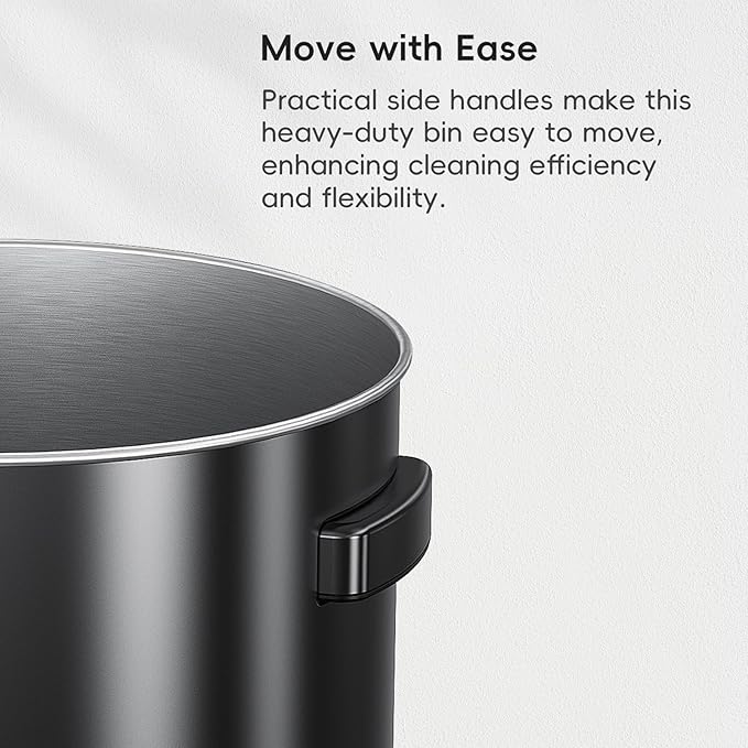 EKO Urban 32 Gallon Round Black Stainless Steel Open Top Waste Bin, Tall Commercial Trash Can for Indoor/Outdoor, Extra Large Metal Garbage Bin for Office, Restaurant, Restroom,120L