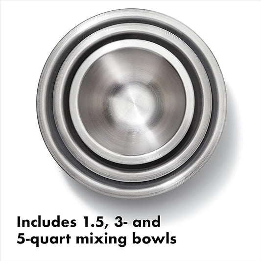 OXO Good Grips 3-Piece Stainless-Steel Mixing Bowl Set