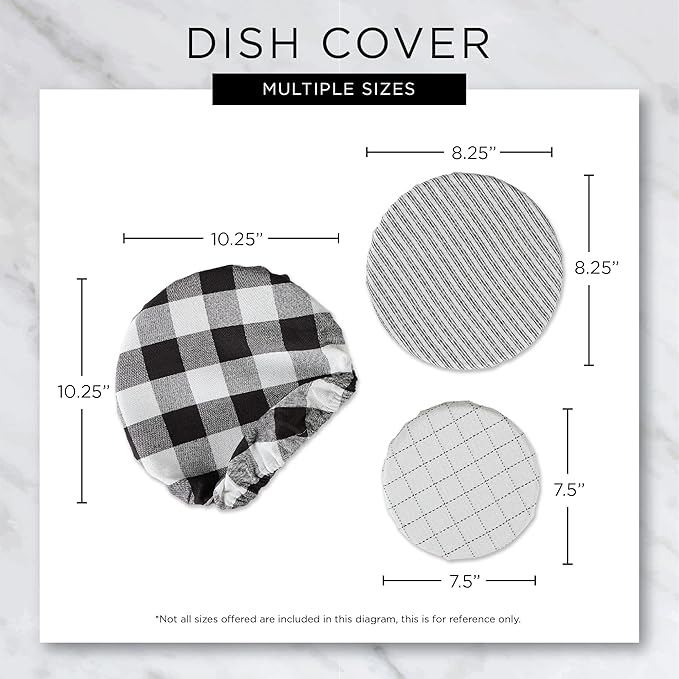 DII Reusable Cloth Bowl Cover Collection Machine Washable, Cotton with Elastic Stretch for Food Storage, 10.25"/8.25"/7.5" Diameter, Farmhouse Plaid, Barn Red, 3 Piece