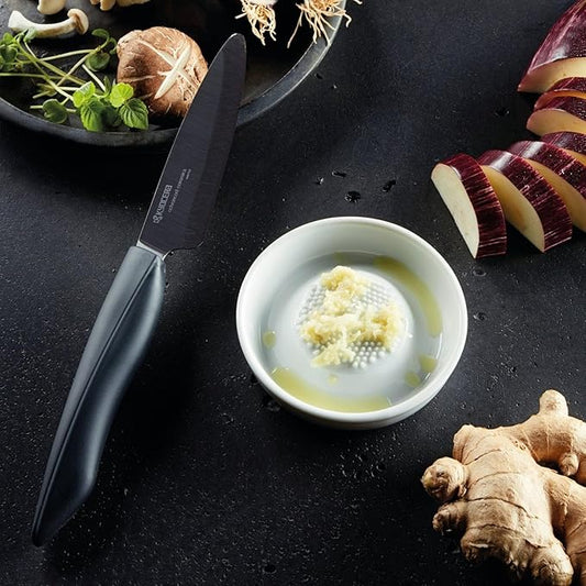 Kyocera 3.5" Ceramic Ginger & Garlic Grater, Small – Fine Zester for Cheese, Citrus, Chocolate & More – Non-Slip, Rust-Proof, Dishwasher Safe