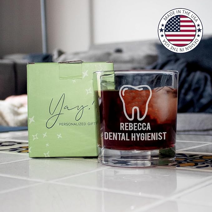 Custom Engraved Whiskey Glass - Personalized Dentist Gifts, Graduation Gift for Dental Student, Birthday Appreciation Gift for Dentist Assistant Hygienist Medical Graduate (Whiskey, Dentist)