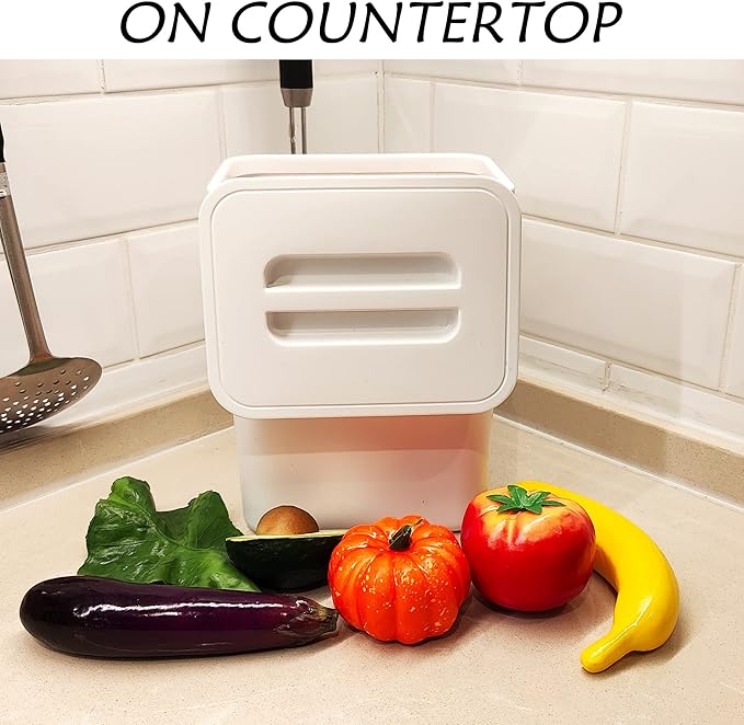 stonespace Hanging Small Trash Can with Lid Under Sink for Kitchen,1.3 Gallon/ 5L Mountable Compost Pail,Kitchen Compost Bin for Countertop, White