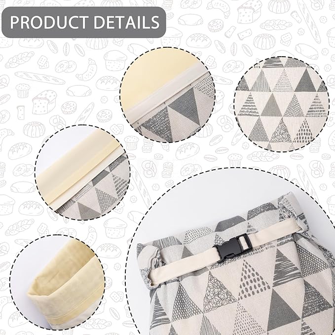 2-Pack Reusable Beeswax Bread Bags for Sourdough, Natural Linen Bag for Homemade Bread,Extend the insurance period(Grey)