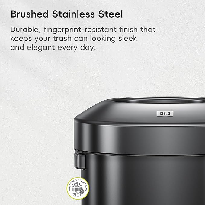 EKO Urban 32 Gallon Round Black Stainless Steel Open Top Waste Bin, Tall Commercial Trash Can for Indoor/Outdoor, Extra Large Metal Garbage Bin for Office, Restaurant, Restroom,120L