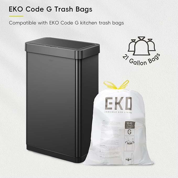 EKO Mirage X 80 Liter / 21.1 Gallons Motion Sensor Trash Can, Automatic Large Kitchen Trash Can Touchless, Stainless Steel, Matte Black