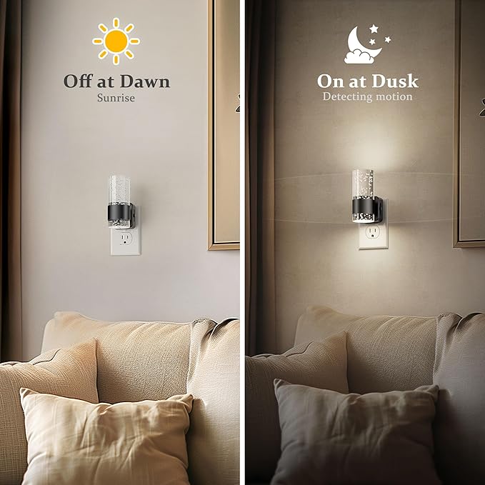 JandCase Night Light, Night Lights Plug into Wall,2 Pack LED Nightlight with Adjustable Brightness, 5000K,Automatic Night Light Plug in with Auto Light Sensor for Bathroom Hallway Room Decor