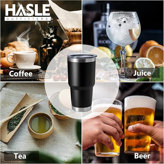 HASLE OUTFITTERS 30oz Stainless Steel Tumbler, Double Wall Vacuum Insulated Travel Mug Tumbler, Durable Insulated Coffee Mug, Gift Box Set (Black, 1)