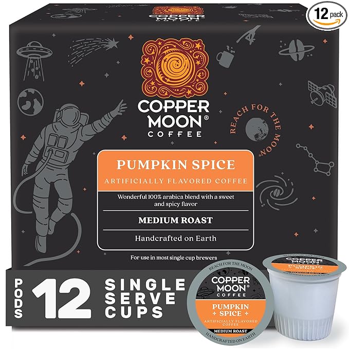 Copper Moon Single Serve Coffee Pods for Keurig K-Cup Brewers, Medium Roast, Pumpkin Spice Blend, 12 Count