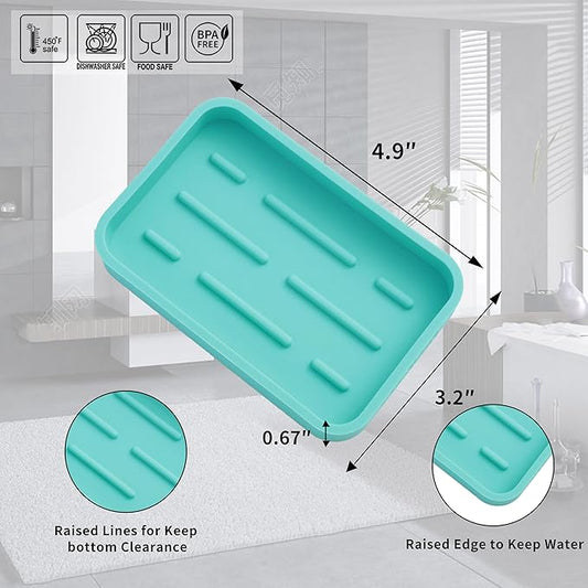 Silicone Kitchen Sink Organizer Tray for Multiple Usage,Easy Clean Sponges Holder for Kitchen Bathroom Counter or Sink,Dish Soap Dispenser,Scrubber,Bottle,Cup Mint 4.9βx 3.2β