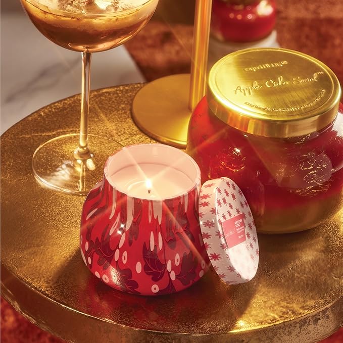 Capri Blue Pattern Play Signature Holiday Candle - Luxury Holiday Scented Candle for Home- Long Lasting Soy Wax Blend - Comes in Decorative Glass Jar (Apple Cider Social, 8 oz)