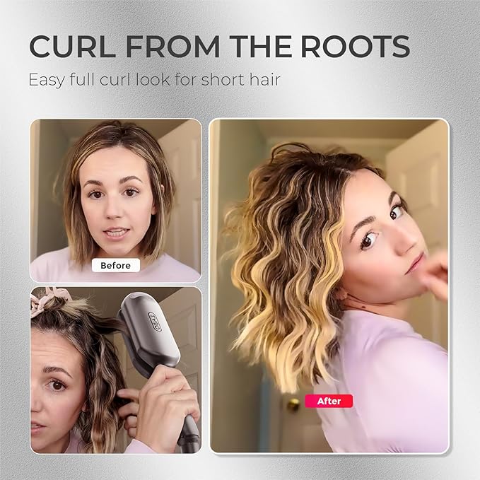 Curling Iron Hair Crimper Waver - TYMO ROVY Beach Waves Curling Wand, Ionic Deep Waver Hair Curler Tool with Ceramic 3 Barrel for Women, Dual Voltage, Anti-Scald, Easy to Use, Grey, 1.25 Inch