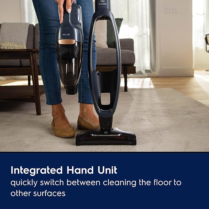 Electrolux WellQ7 Cordless 2-in-1 Vacuum with High Suction Power and 5-Step Filtration System, 50-Minute Run Time, 2 Power Modes, Denim Blue