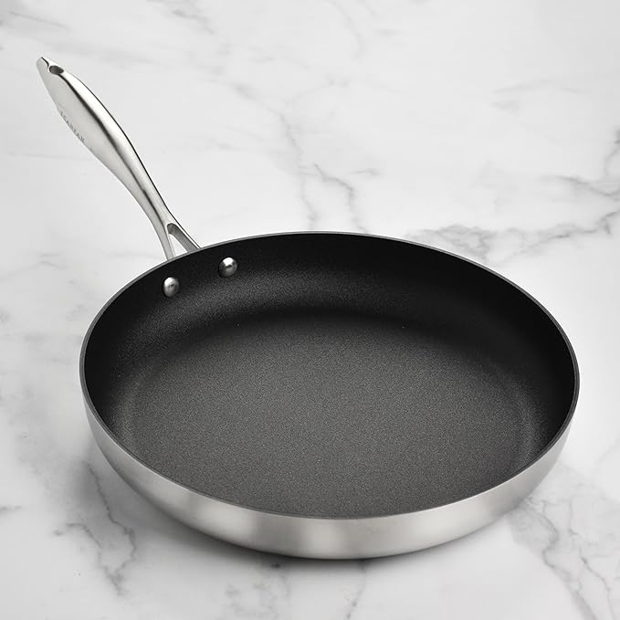 Scanpan CX+ 12.5" Fry Pan with Glass Lid - Stratanium Plus Nonstick - 5-ply Stainless Steel