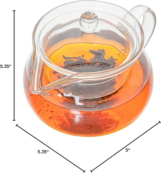 Restaurantware Forma 17 Ounce Glass Teapot 1 Double Wall Glass Tea Kettle - Does Not Chip Reusable Clear Glass Double Wall Teapot Rolled Rim Dishwashable