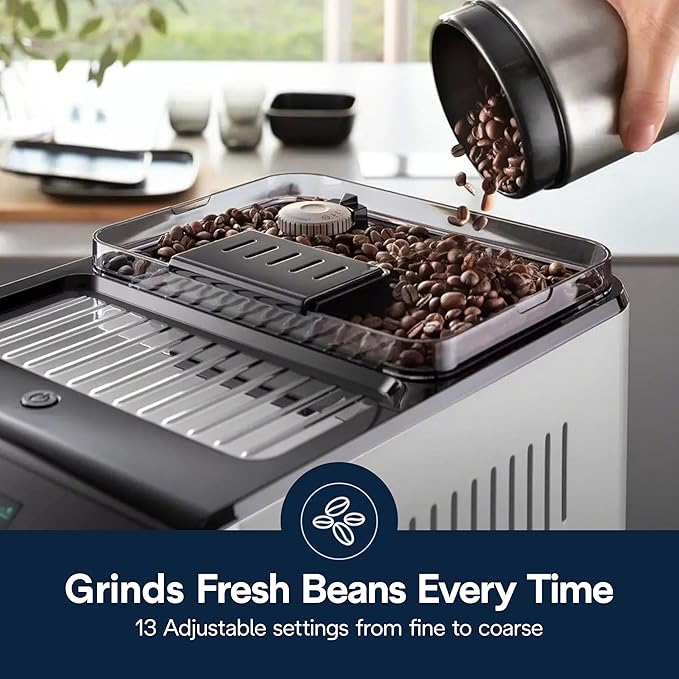 De'Longhi Eletta Explore Espresso Machine with Cold Brew, Hot & Cold Milk Frother - 50+ Recipes, Built in Grinder, User Profiles, Smartphone Compatible with Bean Adapt Technology for Ideal Extraction