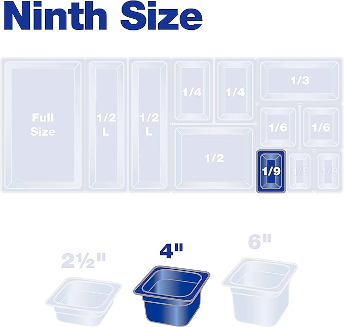 Carlisle FoodService Products Storplus Food Storage Container Food Pan, Chafing Pan for Catering, Buffets, Restaurants, Polycarbonate (Pc), 1/9 Size 4 Inches Deep, Black, (Pack of 6)