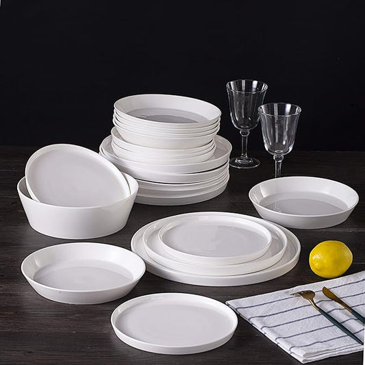 Bone China Cone Shape, Elegance White 20pc Dinnerware Set