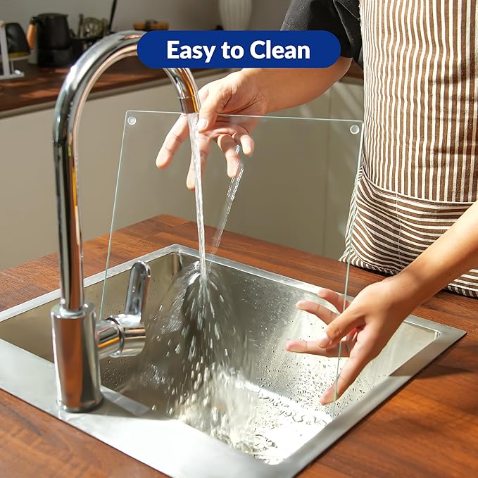 Glass Cutting Board 16"x12": Tempered Glass Kitchen Counter Protector - Durable- Scratch-Resistant, Heat-Proof - Clear Design