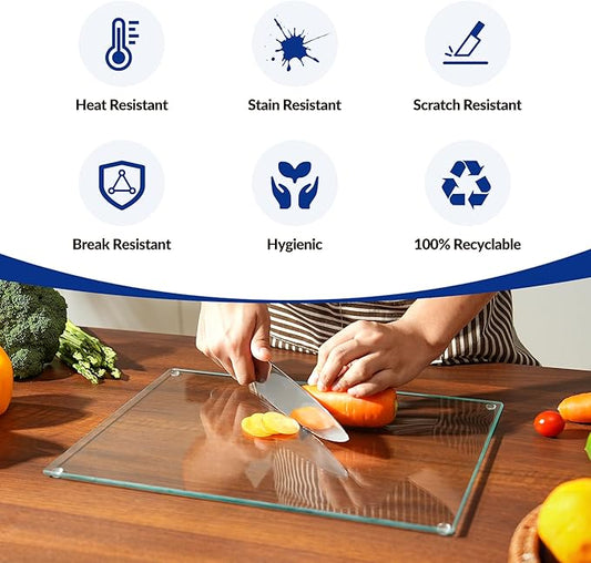 Glass Cutting Board 20βx16β: Tempered Glass Kitchen Counter Protector - Durable- Scratch-Resistant, Heat-Proof - Clear Design