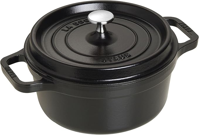 STAUB Cast Iron Round Cocotte, Dutch Oven, 2.75-quart, serves 2-3, Made in France, Matte Black