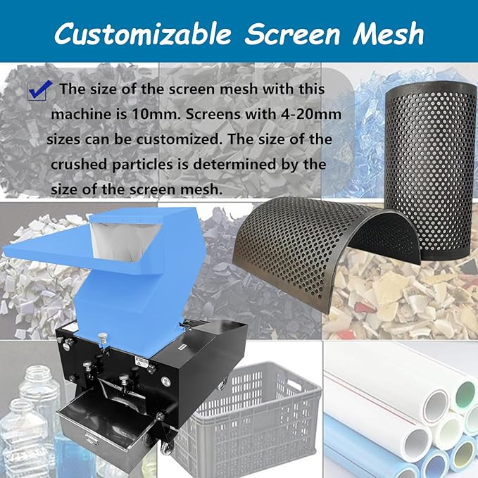 Plastic Shredder Grinder Plastic Bottle Crusher 11KW Heavy Duty Granulator Pulverizer Recycling Machine for ABS/PP/EVA/PC/PVC/PU/Nylon/Rubber/Wood 220V 3-Phase