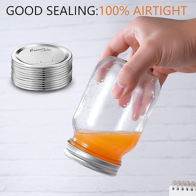 200- Count,Regular Mouth Canning Lids for Ball, Kerr Jars - Split-Type Metal Mason Jar Lids for Canning - Food Grade Material, 100% Fit & Airtight for Regular Mouth Jars (200 Pack Regular Lids)