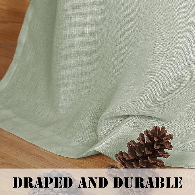 H.VERSAILTEX Decorative Kitchen Curtains - Rich Linen Curtain Panels and Drapes, 63 Inch Long, Classic Nickel Grommet, Sage, 2 Panels for Living Room/ Bedroom Window Treatments