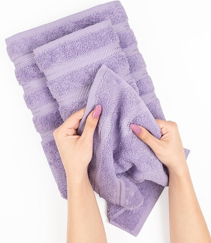 American Soft Linen Luxury Hand Towels for Bathroom, 600 GSM 100% Cotton Turkish 4 Piece Hand Towel Set, 600 GSM Hand Face Towels for Kitchen, Lilac Hand Towels