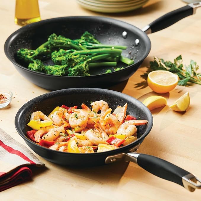 Anolon Advanced Home Hard-Anodized Nonstick Skillets (2 Piece Set- 10.25-Inch & 12.75-Inch, Onyx)