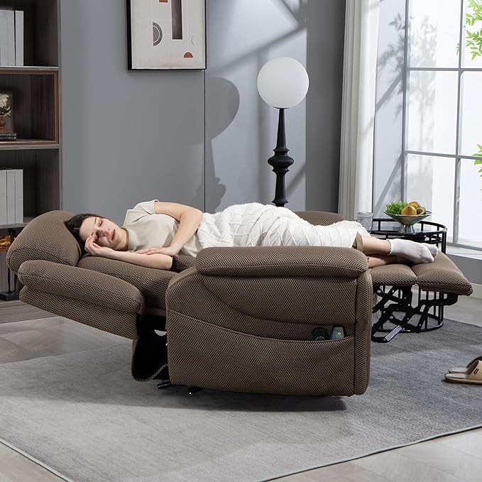 28in Extra Wide Big Man 400lbs Power Lift Recliner Chair for Senior Elderly Adults Lay Flat Lift Recliner with Heat & Massage, Wireless Charging, USB Ports, Cup Holder, Lumbar Pillow
