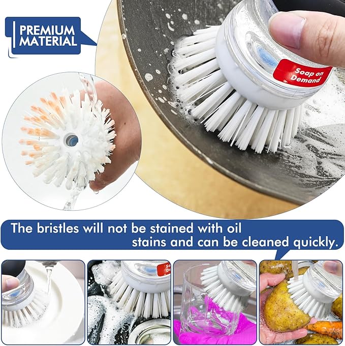 Palm Brush Refills for OXO Soap Dispensing Dish Brush - 4 Pack Cleaning Replacement Brush Head for OXO Palm Brush(White)