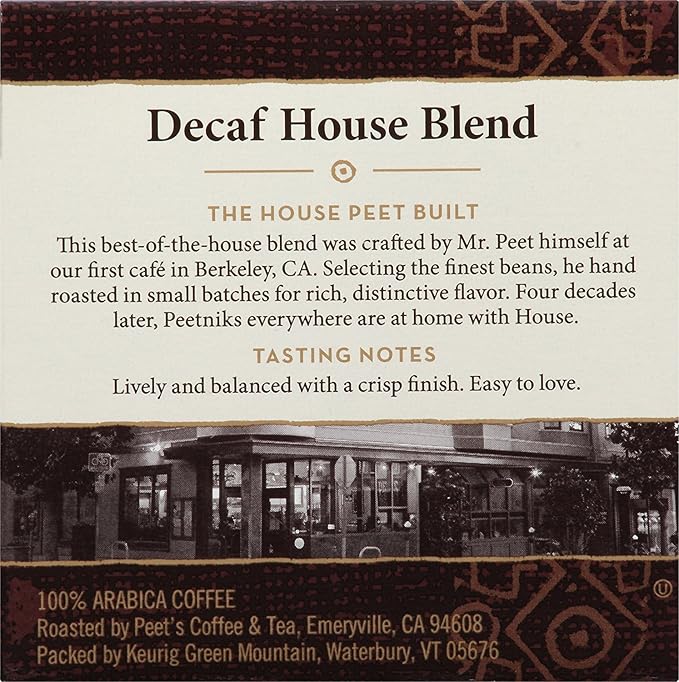 Peet's Coffee Decaf House Blend Single Cup Coffee for Keurig K-Cup Brewers 40 count