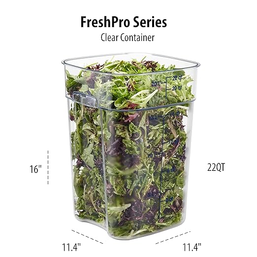 Cambro FreshPro 22Qt Food Storage Container in Clear for Industrial and Kitchen Use, Pantry Organization and Ingredient Freshness