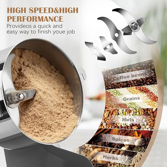 2500G Electric Grain Grinder Mill, 3500W Swing-Type 304 Dry Cereals Pulverizer Makes Dry Goods, Spices, Coffee, Pepper, Etc., Commercial 110V High-speed Superfine Machine (2500G Swing Type)