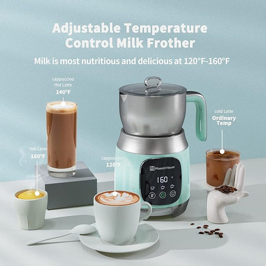 Maestri House Milk Frother, 21OZ Variable Temp and Froth Thickness Milk Frother and Steamer, Smart Touch Control Milk Warmer, Dishwasher Safe, Memory Function for Latte Cappuccino Hot Chocolate