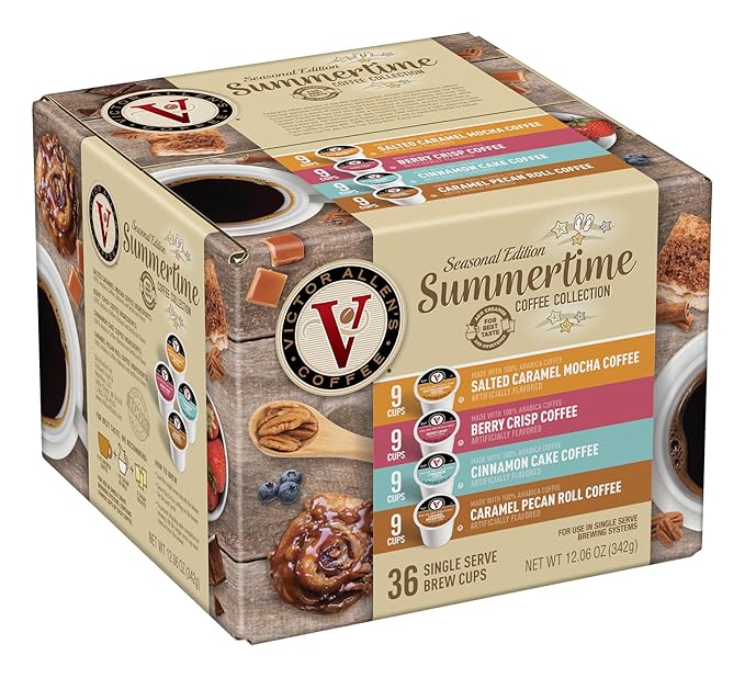 Victor Allen's Coffee Summertime Coffee Variety Pack, Medium Roast, 36 Count, Single Serve Coffee Pods for Keurig K-Cup Brewers